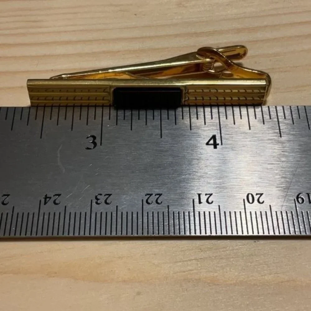 Gold Tie Clip With Black Enamel Accent
